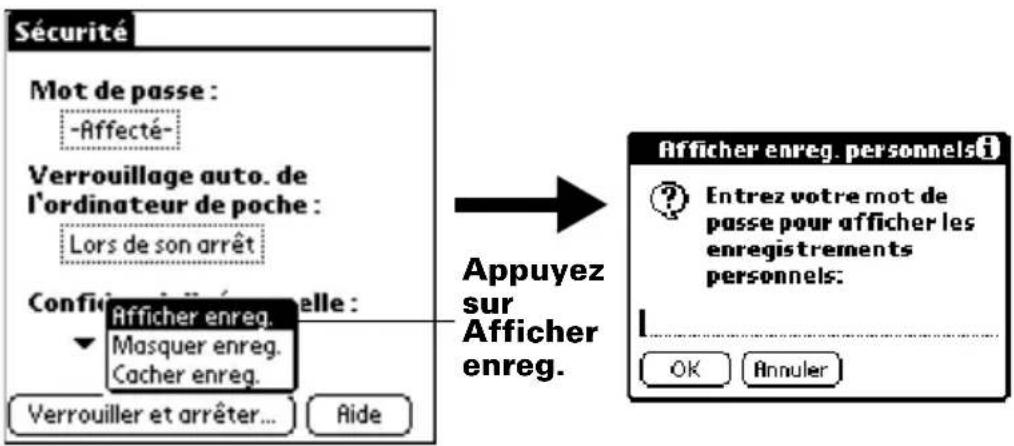 PALM m505 - Pour afficher tous les enregistrements personnels : - 1