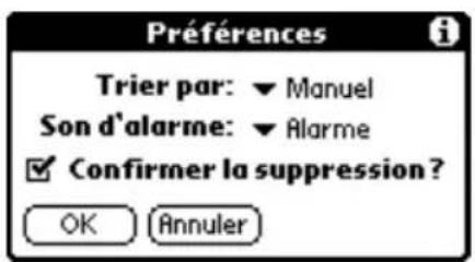 PALM m505 - Pour trier des enregistrements des applications Adresses, Notes et Bloc-notes : - 2