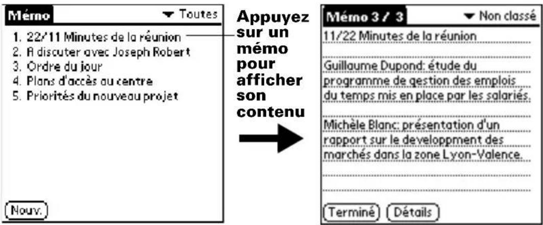 PALM m505 - Pour consulter un mémo : - 1