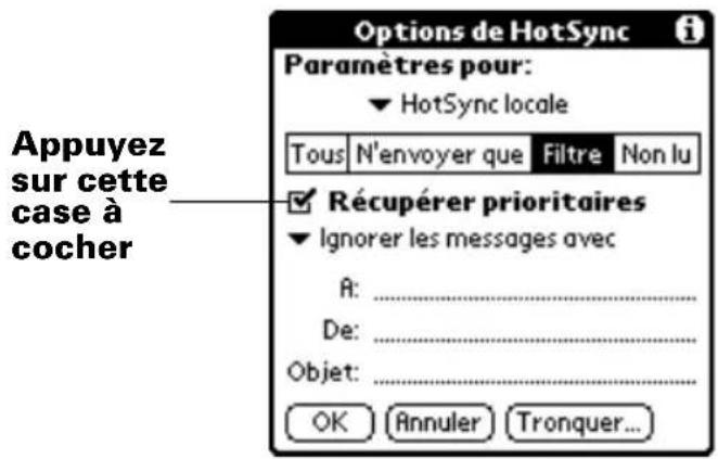 PALM m505 - Pour récupérer les messages urgents : - 1