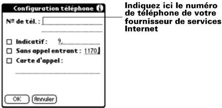 PALM m505 - Pour saisir le numéro de téléphone d'un serveur : - 1