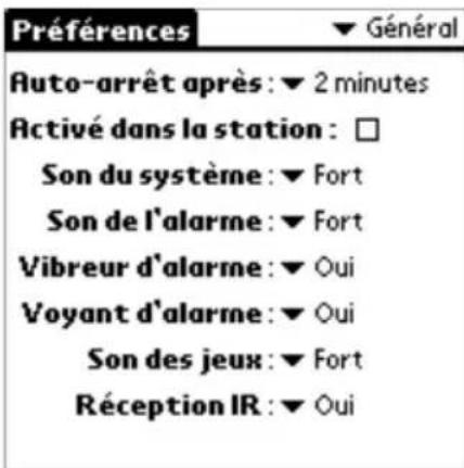 PALM m505 - Pour modifier le paramètre de la station de synchronisation : - 1