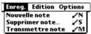 PALM m505 - Menus Enreg. - 2
