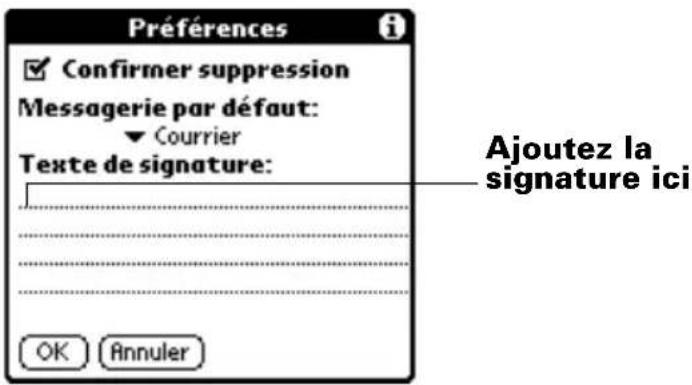 PALM m505 - Pour créer une signature : - 1