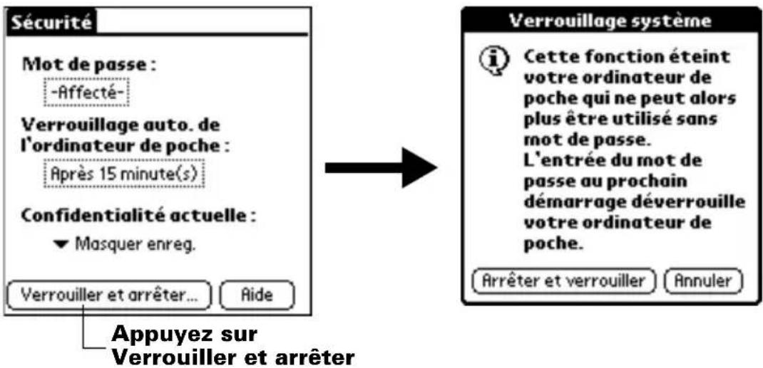 PALM m505 - Pour verrouiller et éteindre votre ordinateur de poche : - 1
