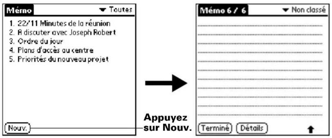PALM m505 - Pour créer un mémo : - 1