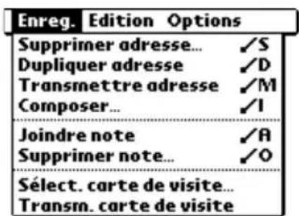 PALM m505 - Menus Enreg. - 2