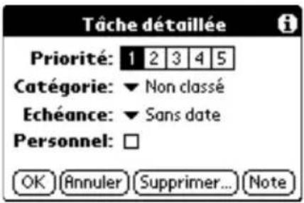 PALM m505 - Pour afficher la boîte de dialogue Tâche détaillée : - 1