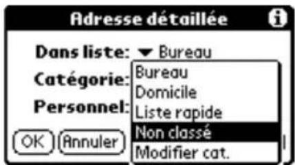 PALM m505 - Pour placer un enregistrement dans une catégorie : - 1