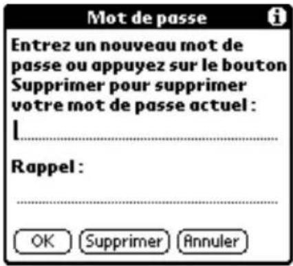 PALM m505 - Pour modifier ou supprimer votre mot de passe : - 2