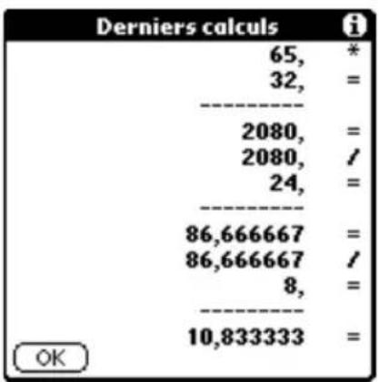 PALM m505 - Pour afficher les derniers calculs : - 2