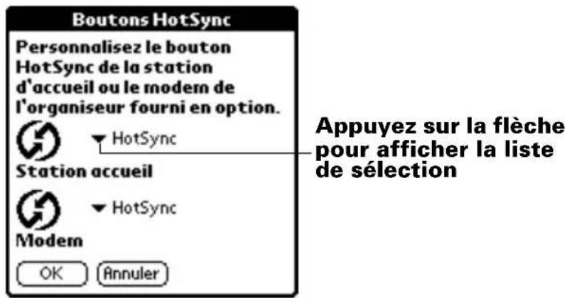PALM m505 - Pour modifier les préférences des boutons HotSync : - 1