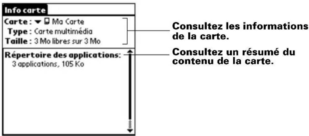 PALM m505 - Consultation des informations d'une carte - 1