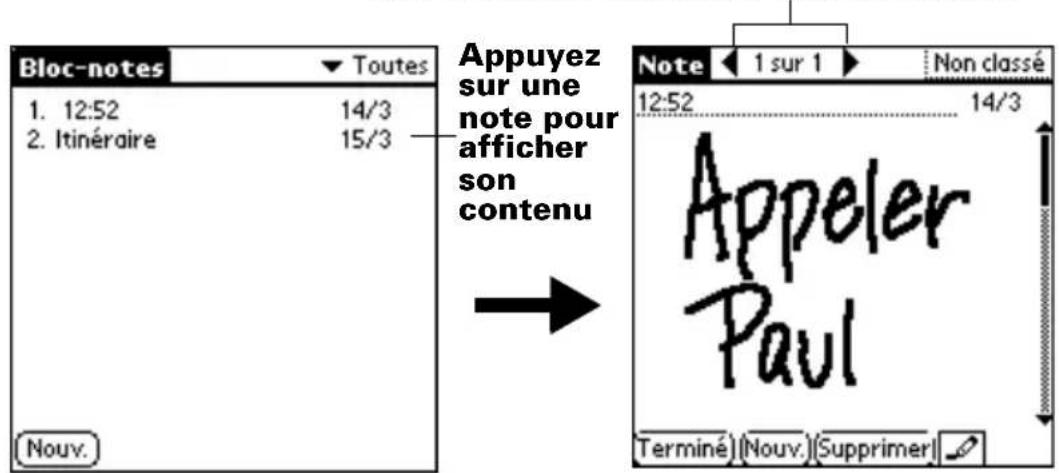 PALM m505 - Pour consulter une note : - 1
