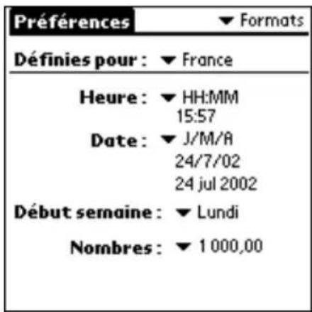 PALM m505 - Pour définir le pays par défaut : - 1