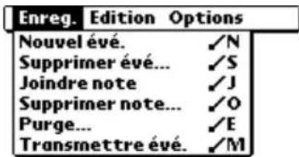 PALM m505 - Menu Enreg. - 1