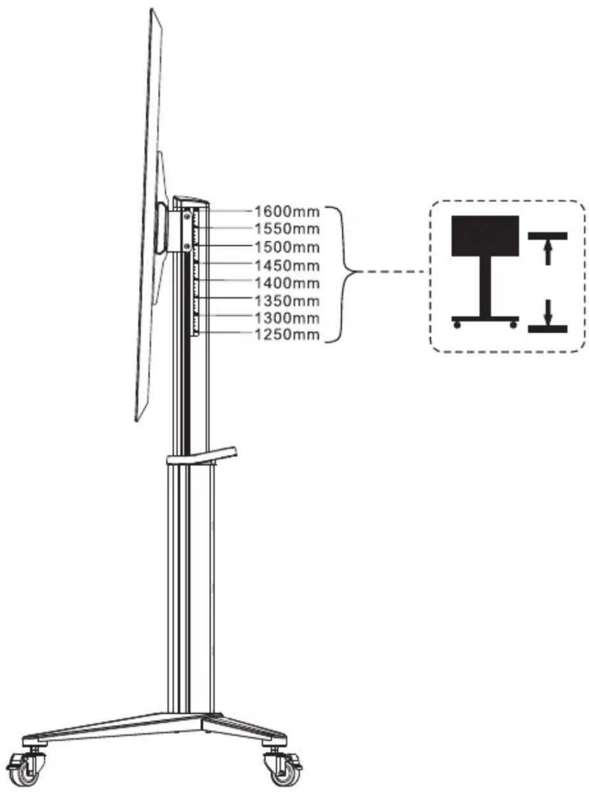 Deltaco ARM-0452 - TV/DISPLAY FLOOR STAND WITH WHEELS - 48