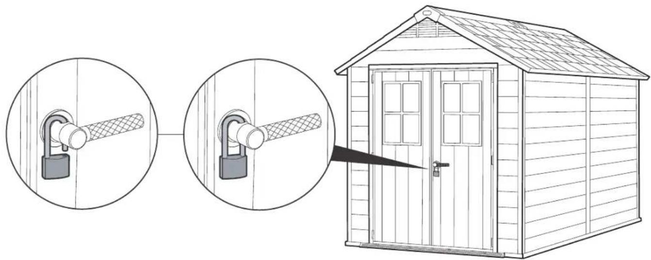 KETER Newton 7511 - ABSICHERN DES SCHUPPENS AN EIN FUNDAMENT - 1