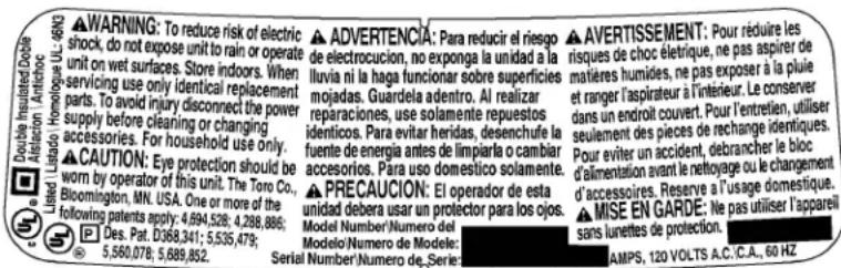 TORO 51587 - Calcomianías de seguridad instrucción - 2