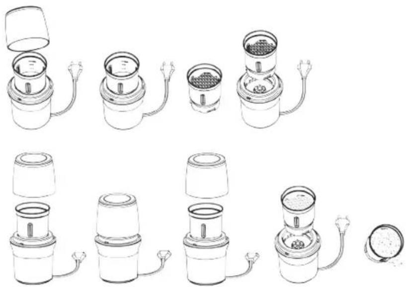Sogo SS-5233 - Remark: It is NOT allowed to add water or other liquid into grinder cup or chopper cup. - 1