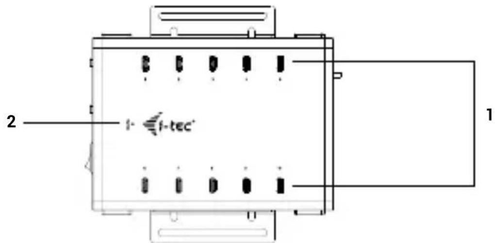 i-TEC CACHRGHUB10C - Top panel: - 1
