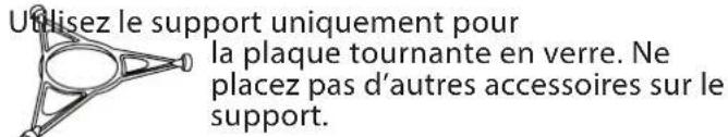 Utilisez le support uniquement pour la plaque tournante en verre. Ne placez pas d'autres accessoires sur le support.
