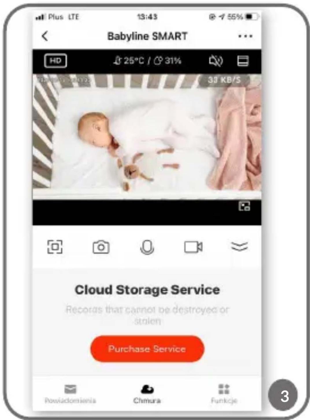 Lionelo Babyline Go - Figyelem: Az átlagos fogyasztás 4 GB memória 24 órás folyamatos működés esetén. Ha a memóriakártya megtelt, a készülék elkezdi felülírni a korábban gyűjtött anyagokat. - 1
