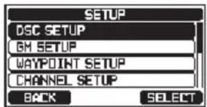 Standard Horizon Explorer GX1850 - FONCTIONNEMENT DE BASE DU MENU SETUP (configuration) - 1