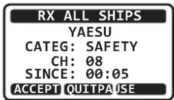 Standard Horizon Eclipse GX1400G - Réception d'un appel à tous les navires - 1