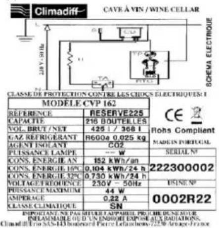 CLIMADIFF BRONE185 - TECHNISCHE DATEN - 1