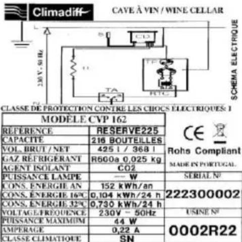 CLIMADIFF BRONE185 - EPREL - 1