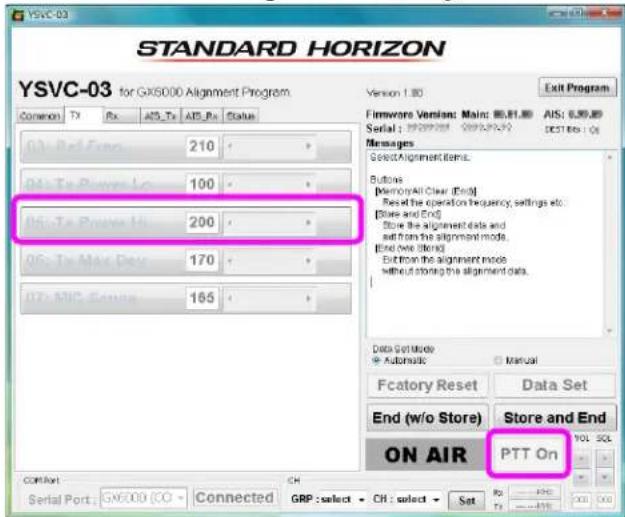 Standard Horizon Quantum GX6000 - 05: Tx Power Hi - 1