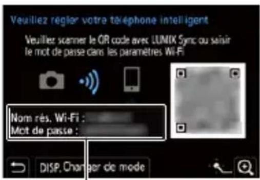 Veuillez régler votre téléphone intelligent Veuillez scanner le QR code avec LUNIK Sync ou saisir le mot de passe dans les paramètres Wi-Fi Nom rés. Wi-Fi : Mout de passe :