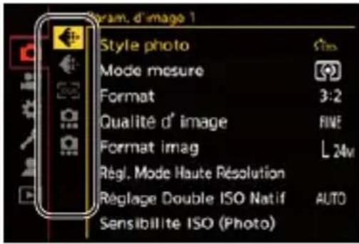 Program, d'image 1 Style photo Mode mesure Format 3:2 Qualité d' image FINE Format imag L 24m Régl. Mode Haute Résolution Réglage Double ISO Natif AUTO Sensibilité ISO (Photo)