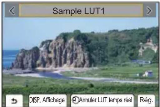Sample LUT1 DISP. Affichage 4 Annuler LUT temps réel Rég.