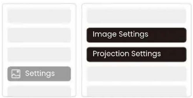 Yaber T2 Plus - Projection Settings - 1