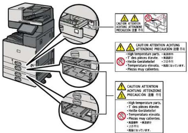 RICOH IM C3510A - Posicions de les etiquetes d'AVÍS i PRECAUCIÓ - 2