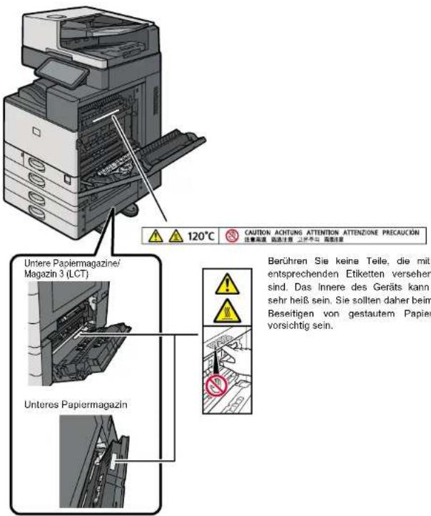 RICOH IM C3510A - Positionen der WARNUNG- und ACHTUNG-Aufkleber - 1