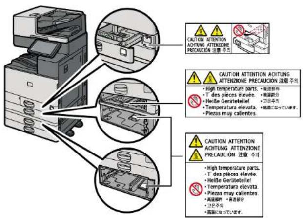 RICOH IM C3510A - Posizione delle etichette AVVERTENZA e ATTENZIONE - 2