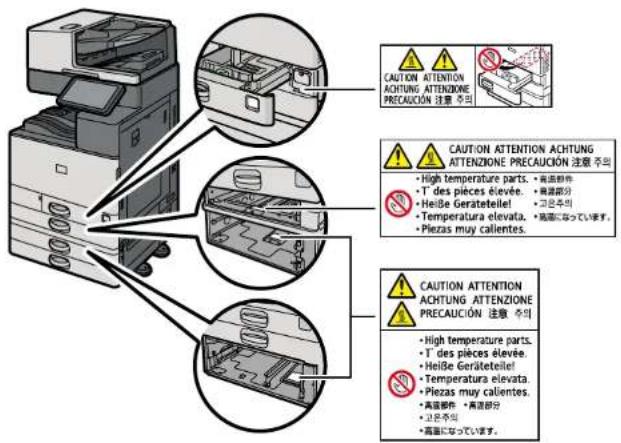 RICOH IM C3510A - Positionen der WARNUNG- und ACHTUNG-Aufkleber - 2