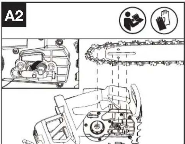KRESS KC320.9 - Montaż prowadnicy i łańcucha piły - 2