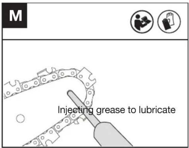 KRESS KC320.9 - To lubricate sprocket (See Fig. M) - 1
