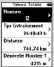 Valeurs Totales Nombre 12 Tps Entrainement 24:48:40 h > Distance 744.74 km > Dénivélé Montée ↑ 4215 m >