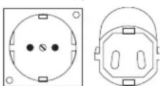 DEWALT DC021 - PARA LANTERNAS DE TRABALHO/CARREGADORES LIGADOS À TERRA COM UM FIO, QUE FUNCIONAM COM UMA TENSÃO DE 16A E INFERIOR E QUE SE DESTINAM A UM CIRCUITO DE ALIMENTAÇÃO COM TENSÃO NOMINAL DE 230 V - 1