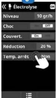 Electrolyse Niveau 10 gr/h Choc Off Couvert On Reduction 20 % Temp. arrêt Non