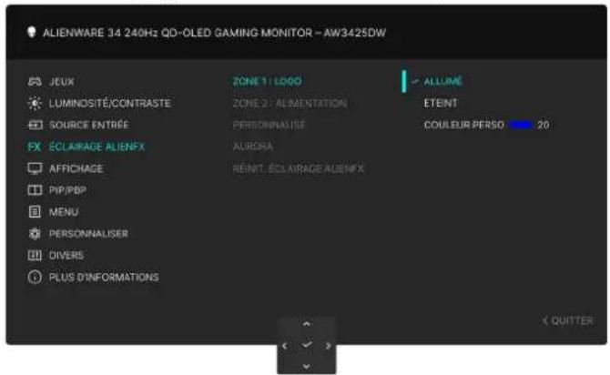 ALIENWARE AW3425DW - Icône Menu et sous-menu Description - 2