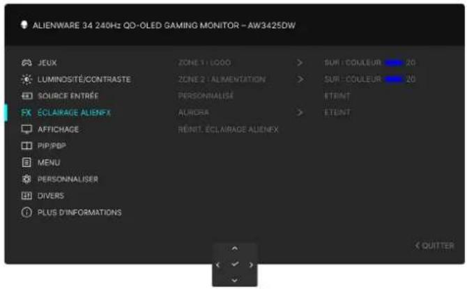 ALIENWARE AW3425DW - Icône Menu et sous-menu Description - 2