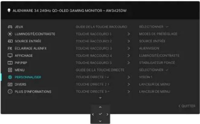 ALIENWARE AW3425DW - Icône Menu et sous-menu Description - 3
