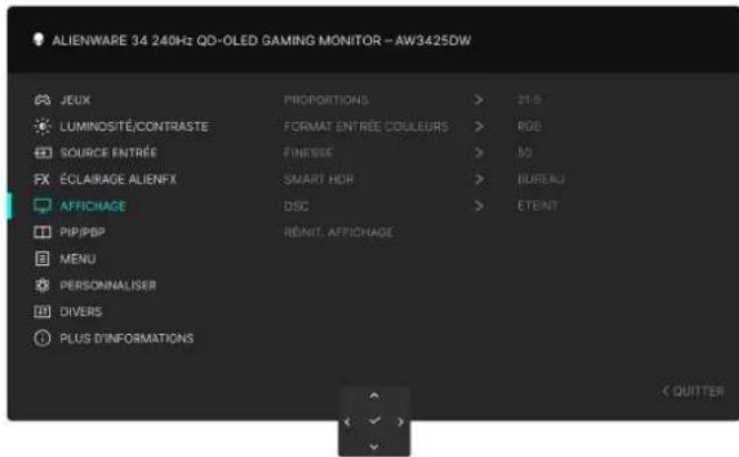ALIENWARE AW3425DW - Icône Menu et sous-menu Description - 2