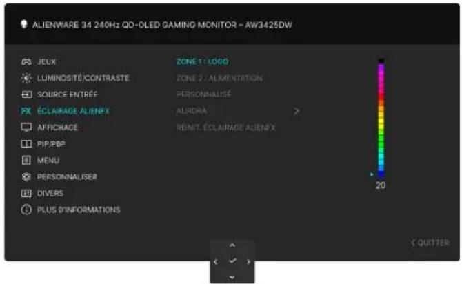 ALIENWARE AW3425DW - Icône Menu et sous-menu Description - 3